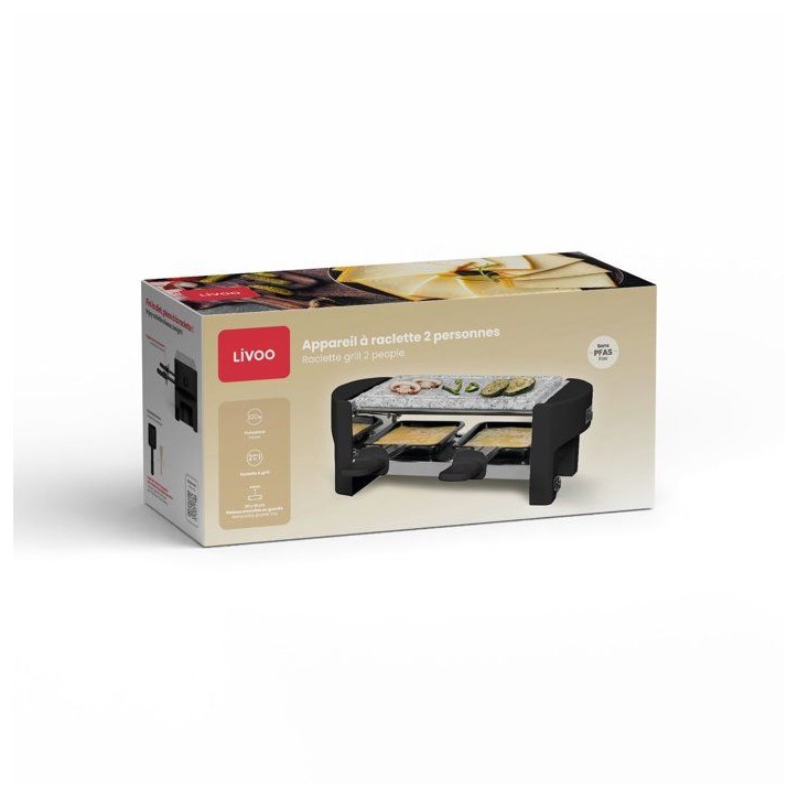 Raclette - LIVOO - DOC369N - 2 personnes - grill