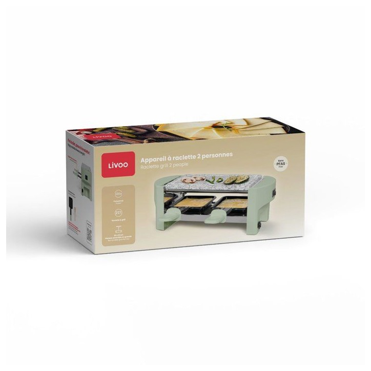 Raclette - LIVOO - DOC369VE - 2 personnes - grill