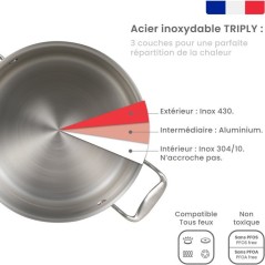 Faitout inox 24 cm - LIVOO - MEP165 - Triply