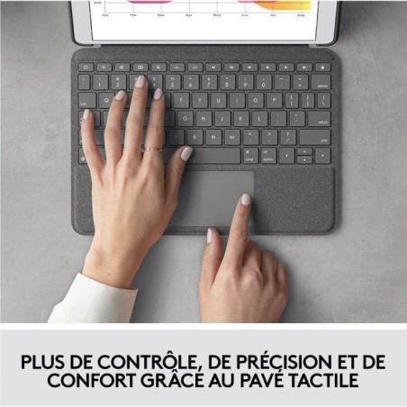 Etui clavier - Logitech - Combo Touch - AZERTY - Pour iPad 9eme génération, 8eme génération et 7eme génération