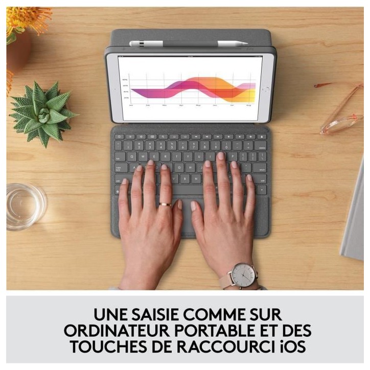 Etui clavier - Logitech - Combo Touch - AZERTY - Pour iPad 9eme génération, 8eme génération et 7eme génération Etui clavier - Logitech - Combo Touch - AZERTY - Pour iPad 9eme génération, 8eme génération et 7eme génération
