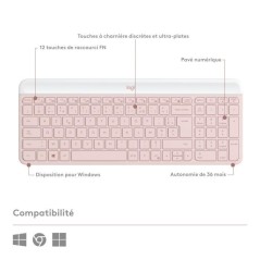 Ensemble Clavier Souris - Sans fil - Logitech - MK470 Slim - Silencieu