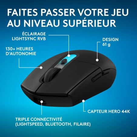 Souris gamer - Sans fil - Logitech G - G305 X Superlight - Lightspeed - Noir