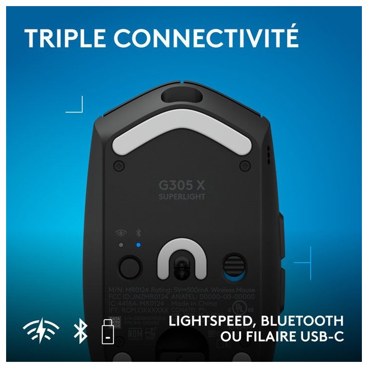 Souris gamer - Sans fil - Logitech G - G305 X Superlight - Lightspeed - Noir