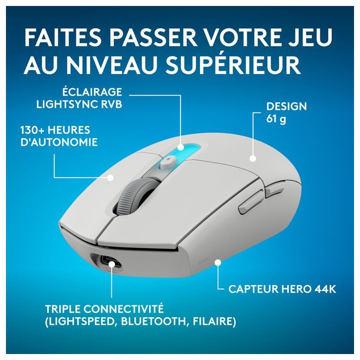 Souris gamer - Sans fil - Logitech G - G305 X Superlight - Lightspeed - Blanc