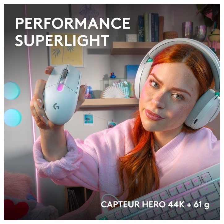 Souris gamer - Sans fil - Logitech G - G305 X Superlight - Lightspeed - Blanc