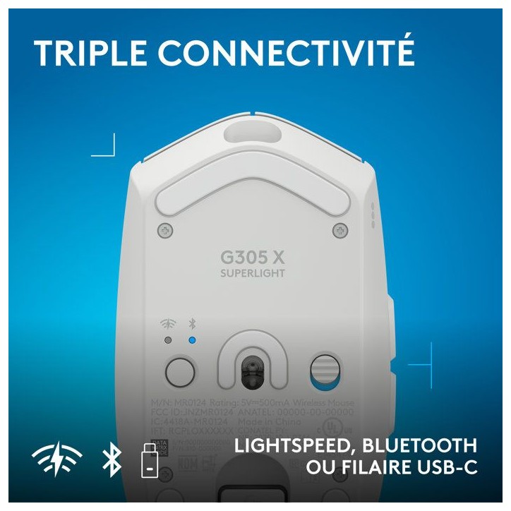 Souris gamer - Sans fil - Logitech G - G305 X Superlight - Lightspeed - Blanc