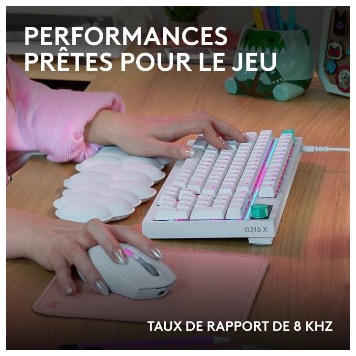 Clavier gamer - Filaire - Logitech G - G316 X 98 - AZERTY - USB-C - RVB Lightsync - Blanc Clavier gamer - Filaire - Logitech G - G316 X 98 - AZERTY - USB-C - RVB Lightsync - Blanc