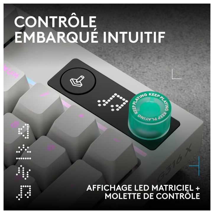 Clavier gamer - Filaire - Logitech G - G316 X 98 - AZERTY - USB-C - RVB Lightsync - Blanc Clavier gamer - Filaire - Logitech G - G316 X 98 - AZERTY - USB-C - RVB Lightsync - Blanc