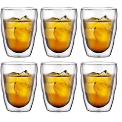 Set 6 verres thermo - BODUM - Pilatus - Double paroi - 0.25 l - Transp