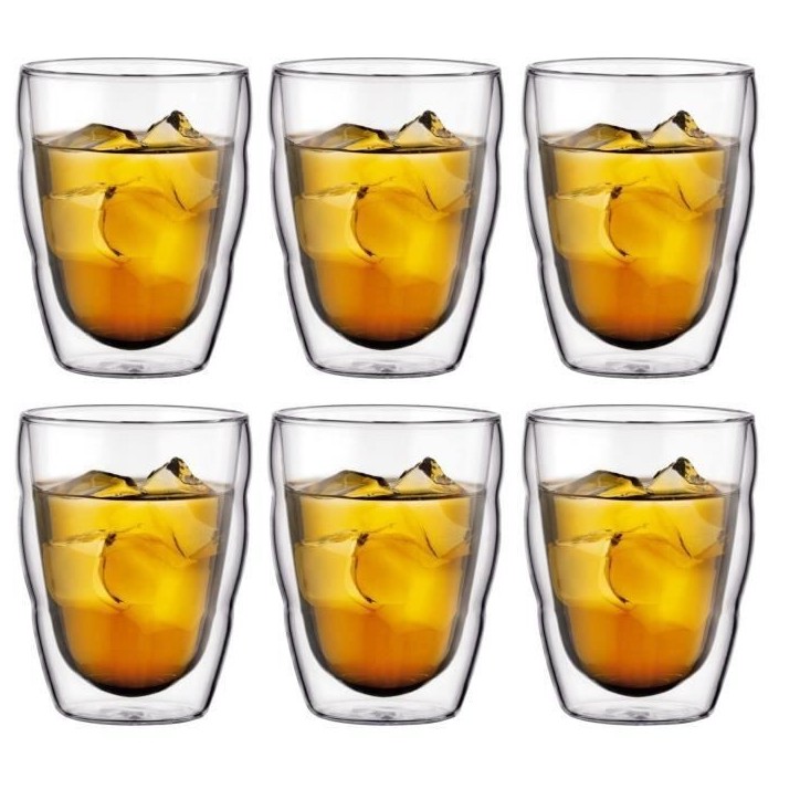 Set 6 verres thermo - BODUM - Pilatus - Double paroi - 0.25 l - Transparent