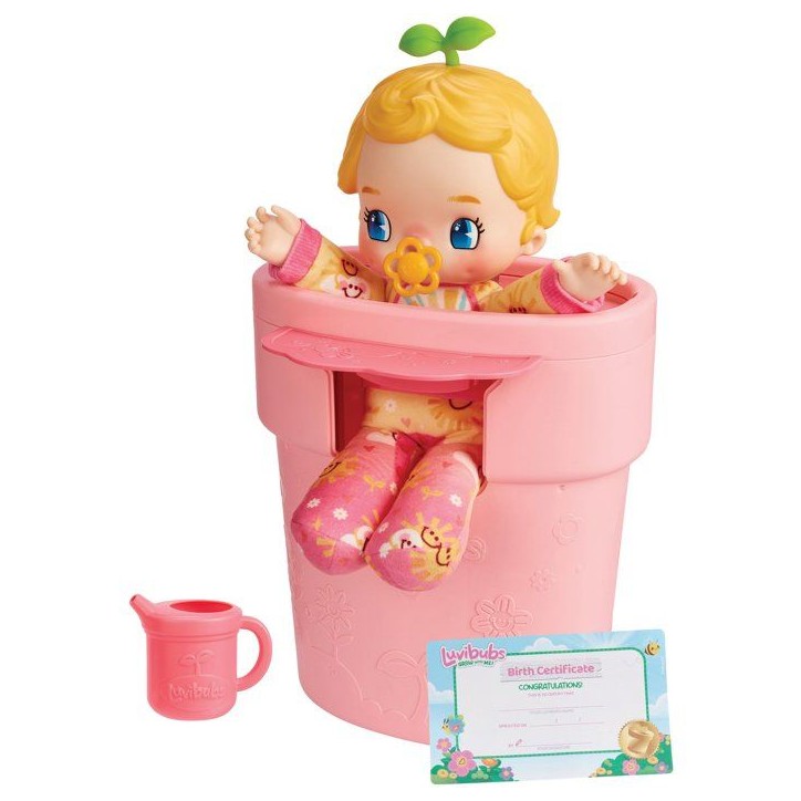 Poupée surprise - LUVIBUBS - Charlie Jaune - Bébé magique - Pot transformable