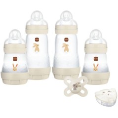 Coffret Naissance - MAM - 4 Biberons + 1 Sucette + 1 Boîte doseuse -
