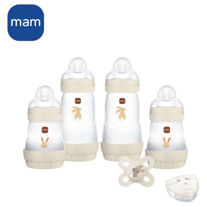 Coffret Naissance - MAM - 4 Biberons + 1 Sucette + 1 Boîte doseuse - Sable Coffret Naissance - MAM - 4 Biberons + 1 Sucette + 1 Boîte doseuse - Sable