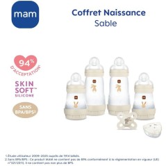 Coffret Naissance - MAM - 4 Biberons + 1 Sucette + 1 Boîte doseuse -