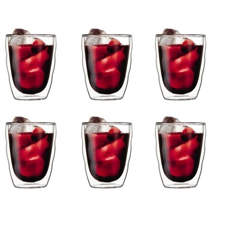 Set 6 verres thermo - BODUM - Pilatus - Double paroi - 0.35 l - Transparent