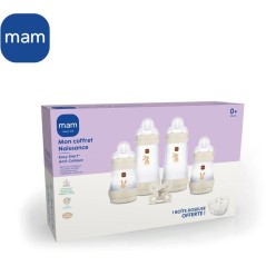 Coffret Naissance - MAM - 4 Biberons + 1 Sucette + 1 Boîte doseuse -
