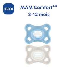 Sucette - MAM - Comfort - Silicone - 2-12 mois - Boîte stérilisation x2