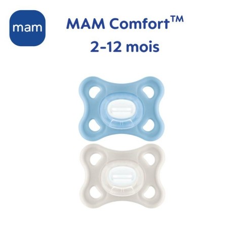 Sucette - MAM - Comfort - Silicone - 2-12 mois - Boîte stérilisation x2