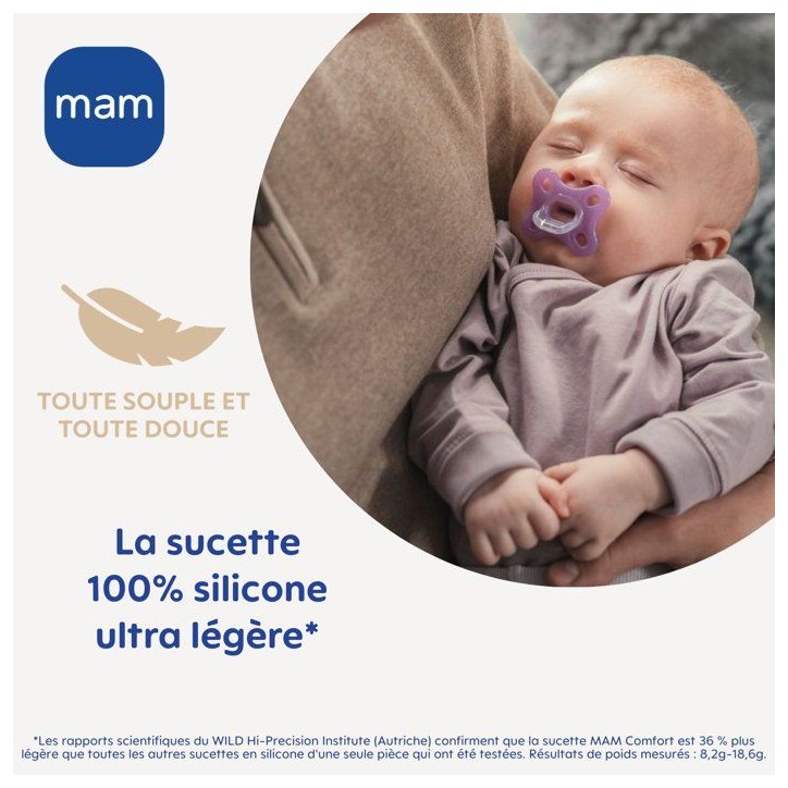 Sucette - MAM - Comfort - Silicone - 2-12 mois - Boîte stérilisation x2 Sucette - MAM - Comfort - Silicone - 2-12 mois - Boîte stérilisation x2