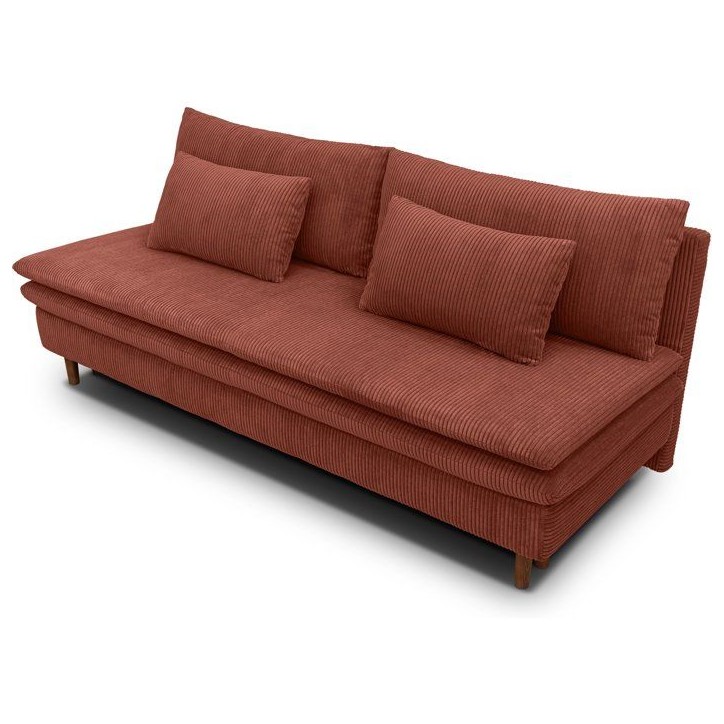 Canapé convertible - 3 places - MASSA - Tissu velours côtelé terracotta - Pieds bois massif - L 195 x H 82 x P 86 cm Canapé convertible - 3 places - MASSA - Tissu velours côtelé terracotta - Pieds bois massif - L 195 x H 82 x P 86 cm