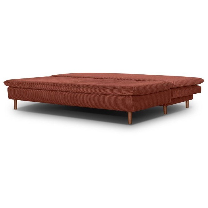 Canapé convertible - 3 places - MASSA - Tissu velours côtelé terracotta - Pieds bois massif - L 195 x H 82 x P 86 cm Canapé convertible - 3 places - MASSA - Tissu velours côtelé terracotta - Pieds bois massif - L 195 x H 82 x P 86 cm