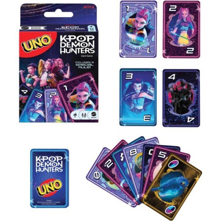 UNO KPop Demon Hunters - Jeu de cartes - Mattel Games - Édition Netflix, 112 cartes - Des 7 ans
