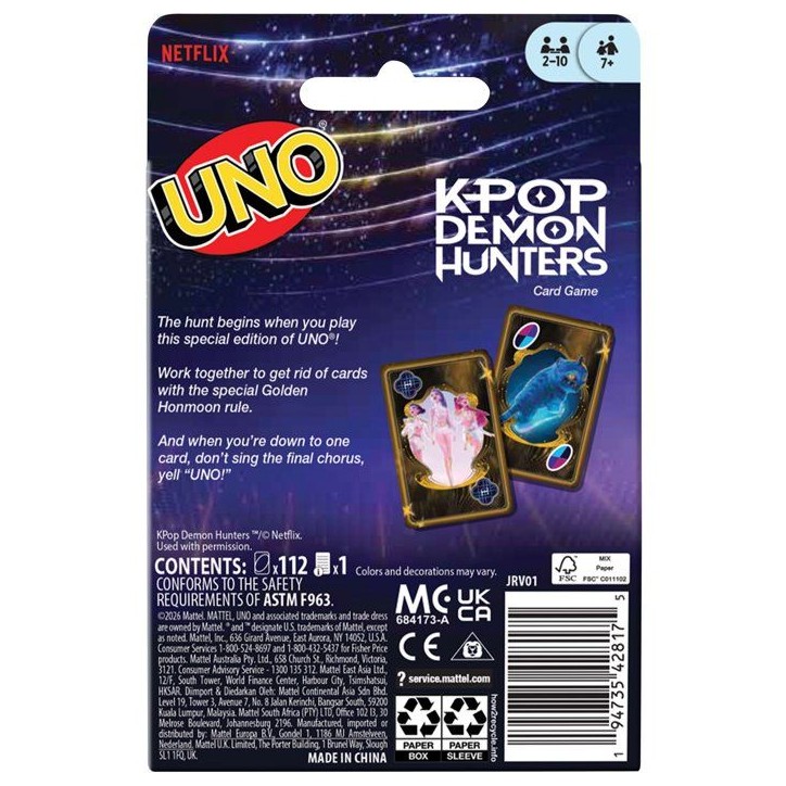 UNO KPop Demon Hunters - Jeu de cartes - Mattel Games - Édition Netflix, 112 cartes - Des 7 ans UNO KPop Demon Hunters - Jeu de cartes - Mattel Games - Édition Netflix, 112 cartes - Des 7 ans