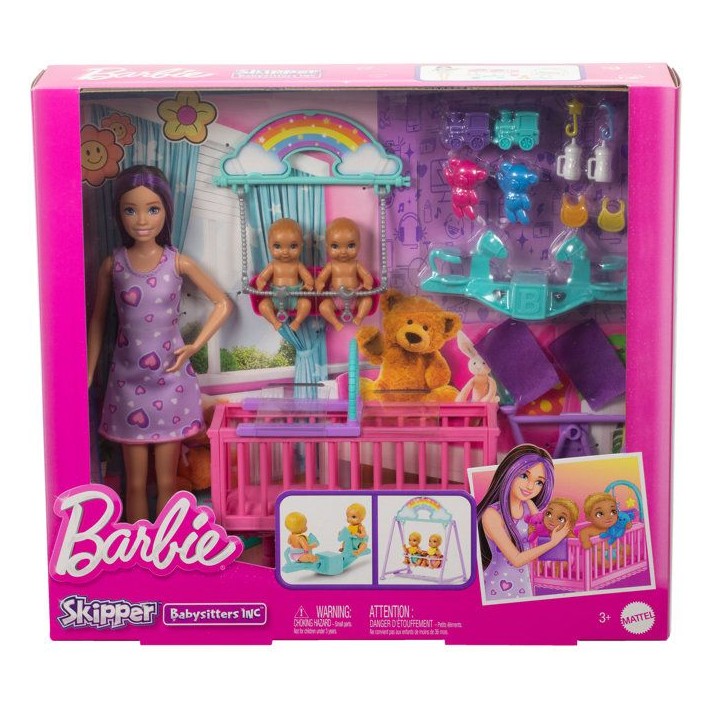 Barbie-La Chambre des Jumeaux-Coffret Skipper, bébés et accessoires HXM99