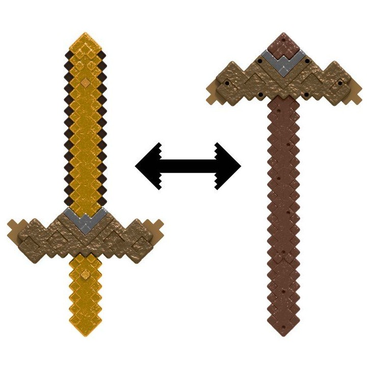 Accessoire jeu de rôle - MINECRAFT MATTEL - Épée pioche 2 en 1 - Transformation - Fonction bouton