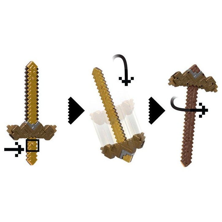 Accessoire jeu de rôle - MINECRAFT MATTEL - Épée pioche 2 en 1 - Transformation - Fonction bouton