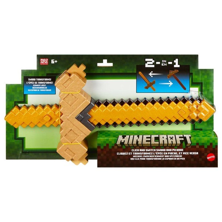 Accessoire jeu de rôle - MINECRAFT MATTEL - Épée pioche 2 en 1 - Transformation - Fonction bouton
