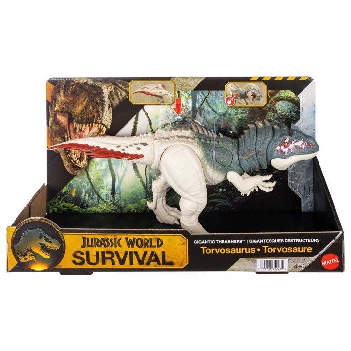 Figurine dinosaure - JURASSIC WORLD MATTEL - Torvosaurus - Grande échelle - Queue défensive - Attaque tournoyante