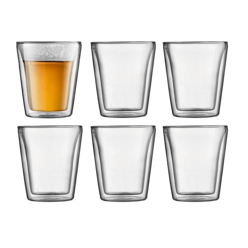 Set 6 verres thermo - BODUM - Canteen - Double paroi - 0.2 l - Transpa