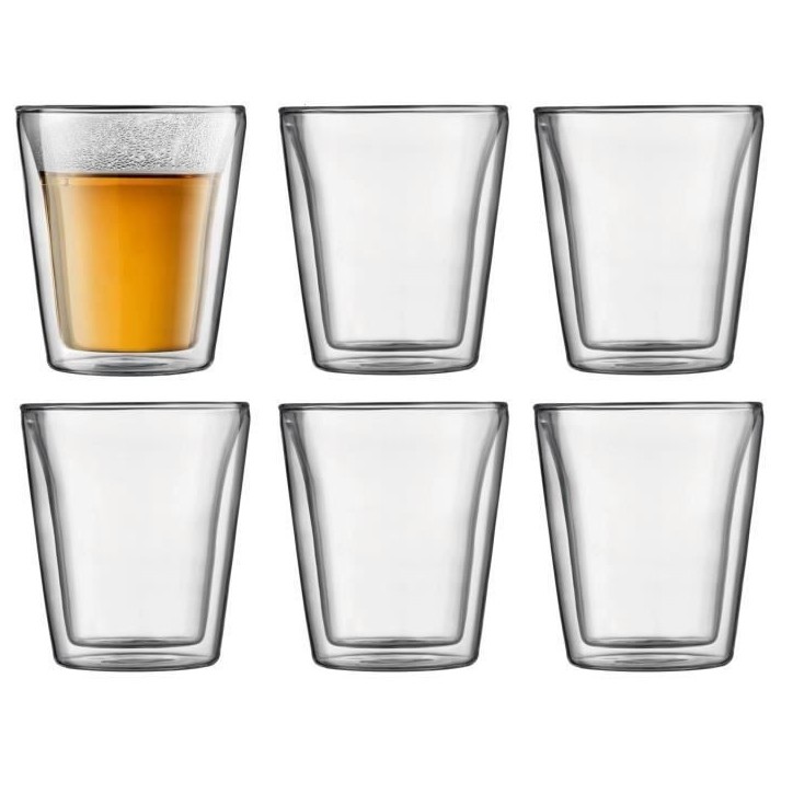 Set 6 verres thermo - BODUM - Canteen - Double paroi - 0.2 l - Transparent Set 6 verres thermo - BODUM - Canteen - Double paroi - 0.2 l - Transparent