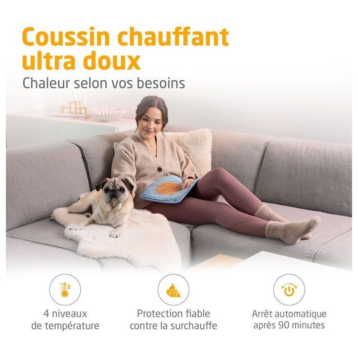 Coussin chauffant ultra doux - MEDISANA - HP 515 - 100 W - 4 réglages - Bleu