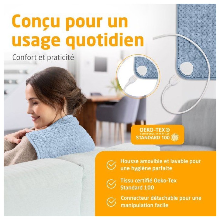 Coussin chauffant ultra doux - MEDISANA - HP 515 - 100 W - 4 réglages - Bleu