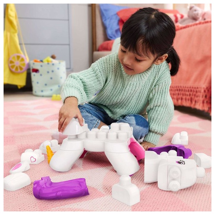 MEGA BLOKS - Ma Licorne a Construire - Plastique - 26 pieces - Des 3 ans - Coffret 3 en 1 avec notice