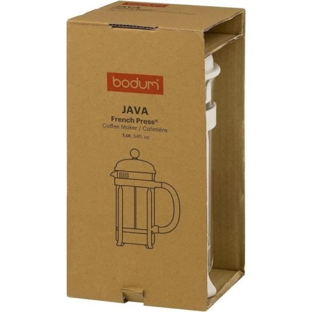 Cafetiere a piston - BODUM - Java - Monture et couvercle en plastique - 3 tasses - 0.35 l - Blanc creme