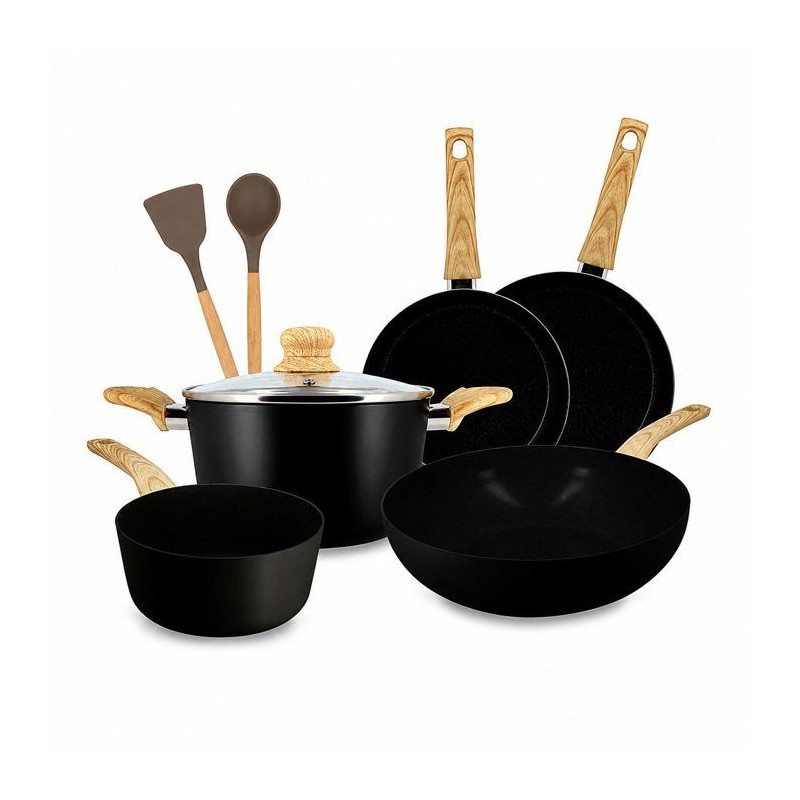 Batterie de cuisine induction - MENASTYL - Colorama Noir - Aluminium r