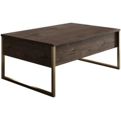 Table basse - LUXE - Walnut Gold - Rectangulaire - Panneaux mélaminé