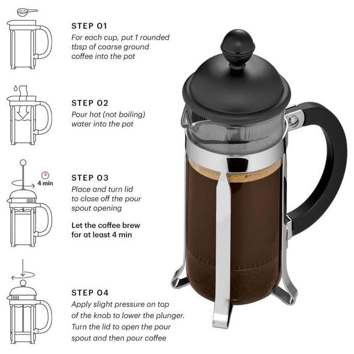 Cafetiere a piston - BODUM - Java - Monture et couvercle en plastique - 3 tasses - 0.35 l - Blanc creme Cafetiere a piston - BODUM - Java - Monture et couvercle en plastique - 3 tasses - 0.35 l - Blanc creme