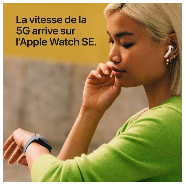 Apple Watch SE 3 GPS + Cellular - 44mm - Boîtier Midnight Aluminium - Bracelet Midnight Sport Band - S/M
