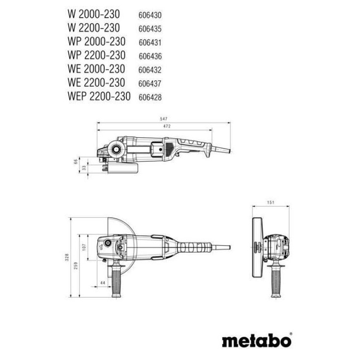 Meuleuse d'angle - METABO - WP 2200-230 Meuleuse d'angle - METABO - WP 2200-230
