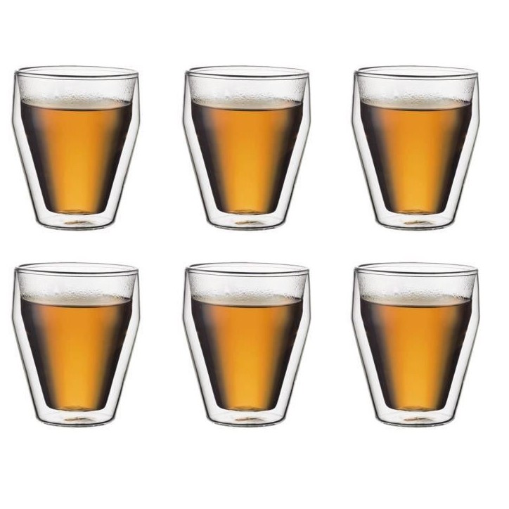 Set 6 verres thermo - BODUM - Titlis - Double paroi - 0.25 l - Transparent