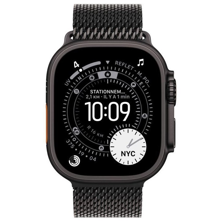Apple Watch Ultra 3 GPS + Cellular - 49mm - Boîtier Black Titanium - Bracelet Black Titanium Milanese Loop - Small