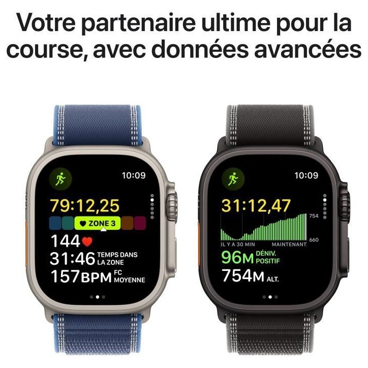 Apple Watch Ultra 3 GPS + Cellular - 49mm - Boîtier Black Titanium - Bracelet Black Titanium Milanese Loop - Small
