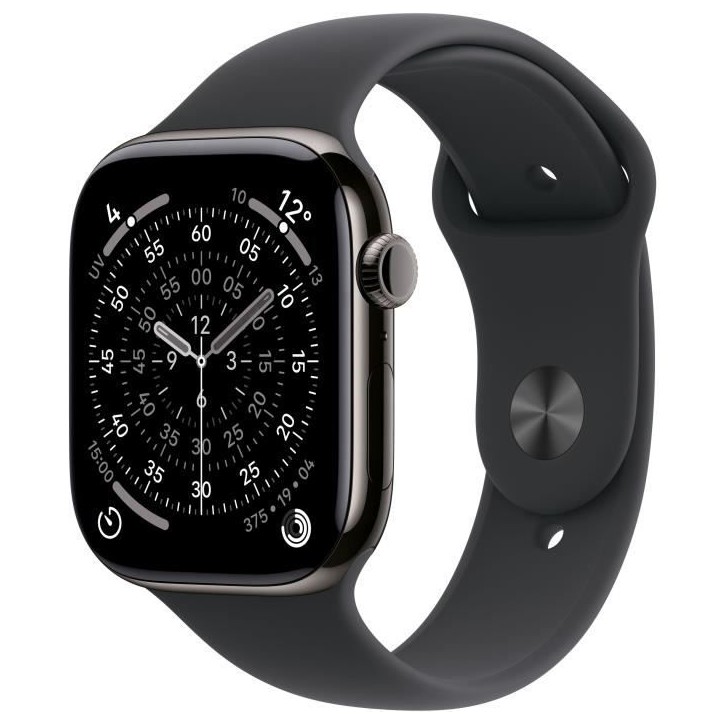 Apple Watch Series 11 GPS + Cellular - 42mm - Boîtier Slate Titanium - Bracelet Black Sport Band - M/L