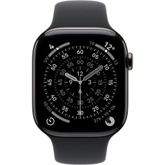 Apple Watch Series 11 GPS + Cellular - 42mm - Boîtier Slate Titanium - Bracelet Black Sport Band - M/L