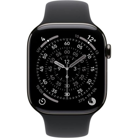 Apple Watch Series 11 GPS + Cellular - 42mm - Boîtier Slate Titanium - Bracelet Black Sport Band - M/L